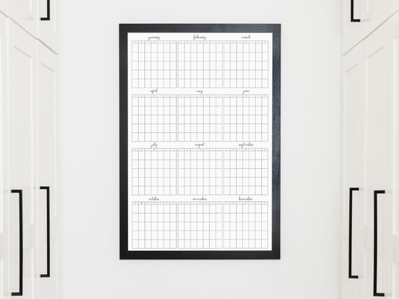 Yearly Calendar Year at a Glance Calendar Reusable - Etsy