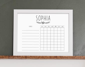 Chore Chart für Kinder | Dry Erase 11x14 gerahmt | Magnetoption