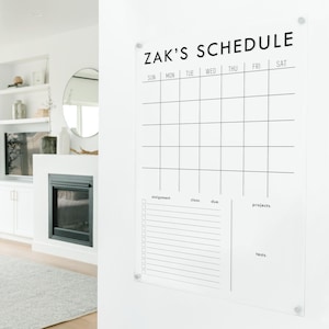 Large acrylic school or homeschool wall calendar and schedule to mount on wall with 4 standoffs.
