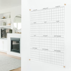 At A Glance 2025 Calendar | Reusable Yearly Dry Erase Acrylic Calendar | dry-erase 12-month calendar | Large Wall Calendar