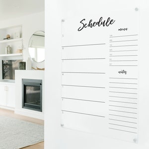 Weekly Calendar on Clear Acrylic | Weekly Planner for Wall | 4 sizes available