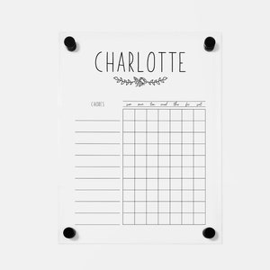 Acrylic Personalized Chore Chart for Kids | Size 11x14 | Dry-ease daily responsibilities