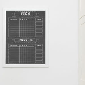 Kids Chore Chart, 18x24 Custom, Family Chore Chart, Job Chart, Contribution Chart, #1845