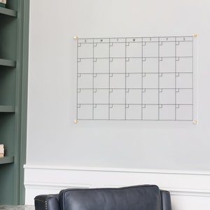 Clear Acrylic Minimalist Calendar - 23x18 Horizontal Dry Erase Calendar - family calendar, perpetual Calendar planner -  #XX06