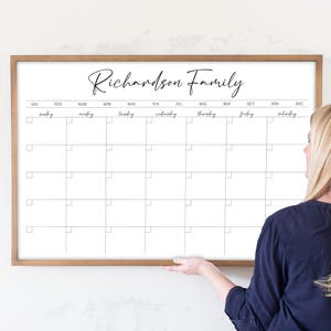 Personalized Dry Erase Framed Monthly Calendar for Wall  | Large Whiteboard Calendar for office or personalized housewarming gift
