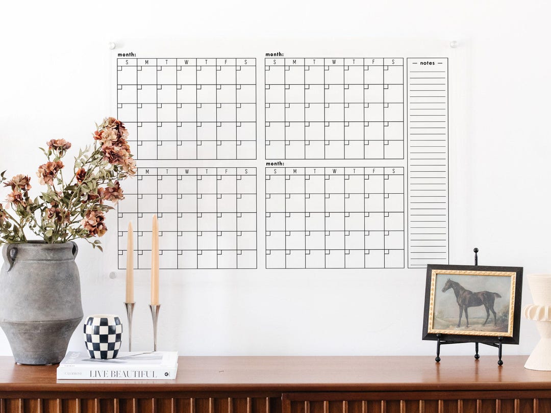 Clear Acrylic 4-month Calendar-large Dry Erase Wall Planner, Custom ...