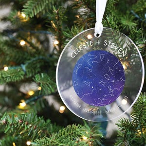 Night Sky Ornament, Custom Star Map Ornament, Personalized Christmas Bauble, Night Sky Christmas Gift For Husband, Christmas Ornament