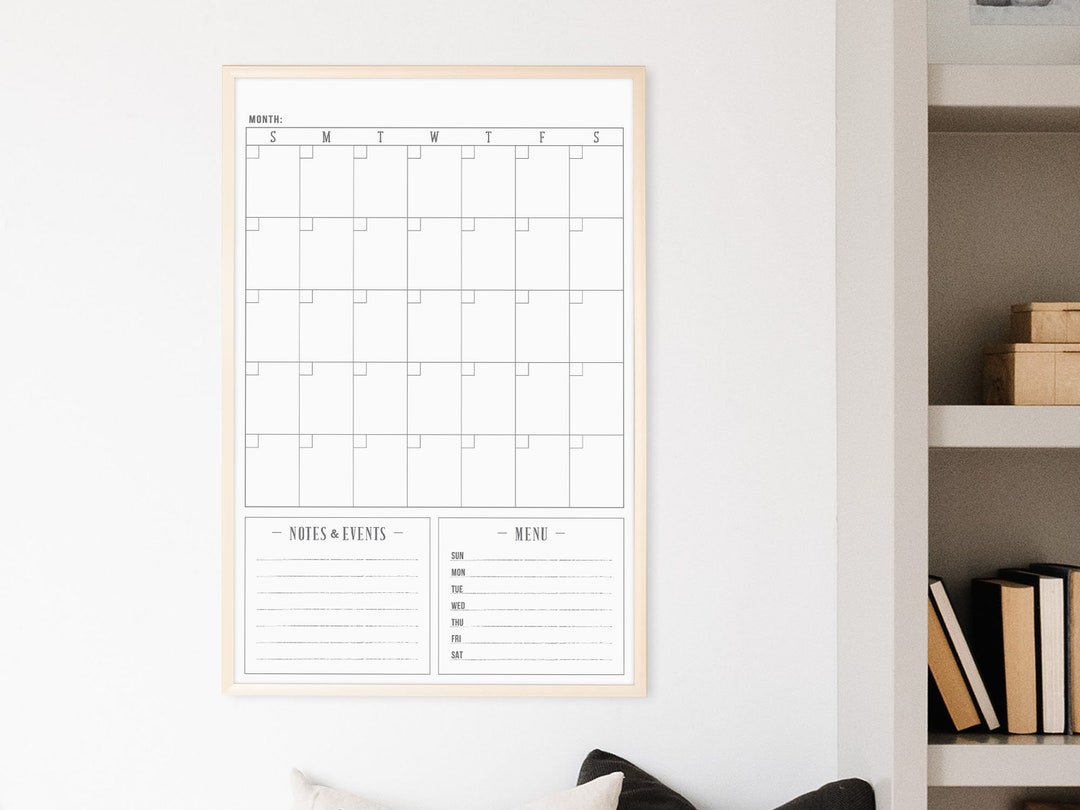 Large Dry Erase Monthly Wall Calendar Framed Wall Calendar Etsy Canada