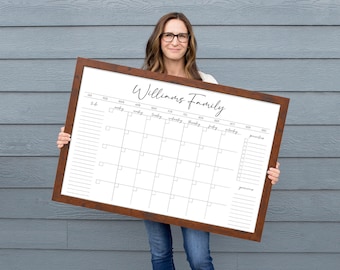 Personalized Dry Erase Wall Calendar with Custom To do list and Notes Organization Sections, Large Whiteboard Calendar, Family Calendar