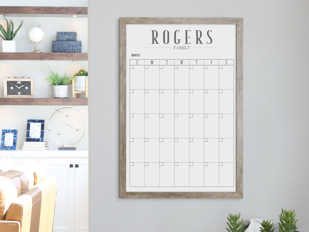 Family Wall Calendar Personalized Framed Calendar Minimalist Style
