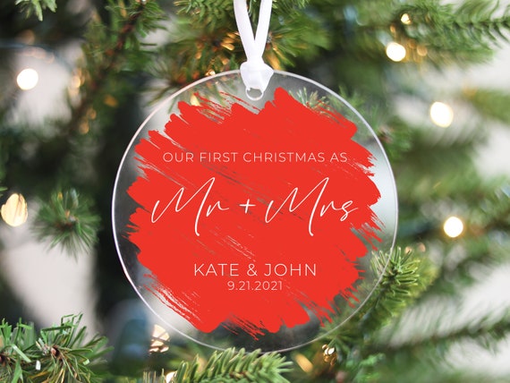 Clear Acrylic Ornament Mr and Mrs Christmas Ornament, First Christmas as Mr  and Mrs, Mrs and Mrs, Mr and Mr, First Christmas Married 