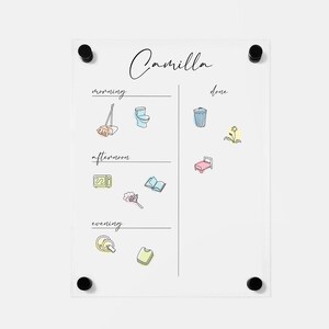 One Kid Visual Chore Chart with Colorful Reusable Chore Stickies | Daily To Do Chart for Kids and Toddlers with Moveable Chore Stickers