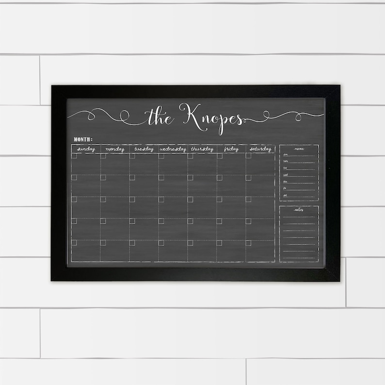 Chalkboard Calendar 24x36 Large Dry Erase Chalkboard Calendar Etsy