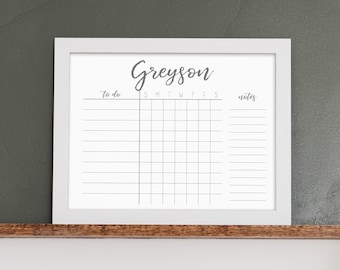 Personalized Child Job Chart | Homeschool Schedule | Dry Erase 11x14 Framed Task Chart #1119