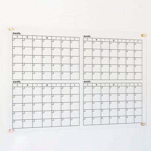 Four Month Calendar | 4 month wall calendar | Large Acrylic Calendar | #XX100