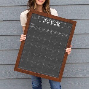 Framed Rustic Wall Calendar for Office or Kitchen Personalized Dry Erase Wall Chalkboard Calendar Framed Chalkboard Calendar Dry Erase image 8