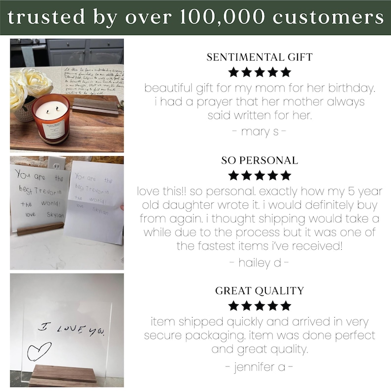 Actual Handwriting Gift, Handwritten Letter on Acrylic with Wood Stand, Handwritten Recipe Sign, Personalized Gift, Handwritten Memorial image 10