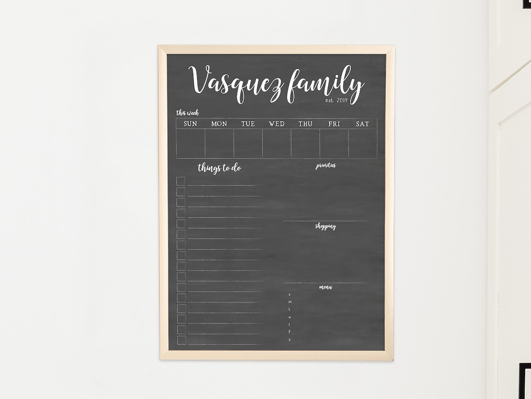 Chalkboard Set - Small Black Board 15 x 12 + 1 Magnetic Chalk Eraser, 14  Chalk Sticks (7 Colors) and 2 Magnets - Mini Hanging Wall Message Sign