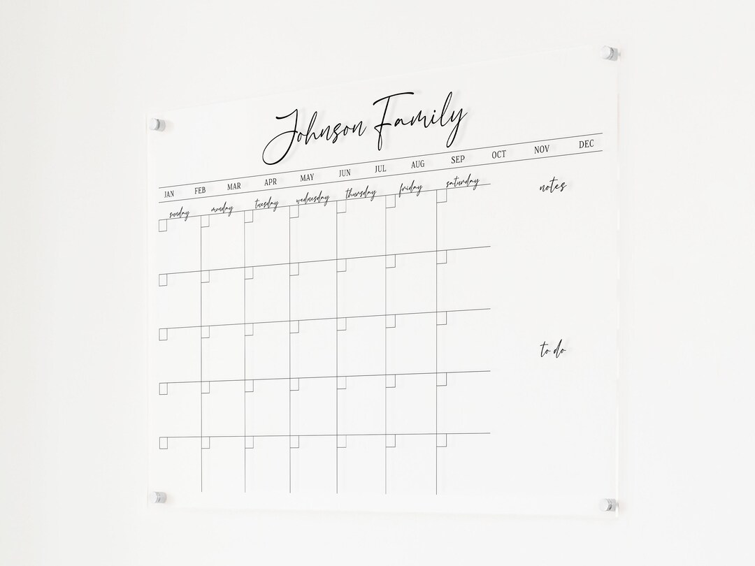 Acrylic Calendar for Wall, Clear Dry Erase Board, 2024 Modern Office