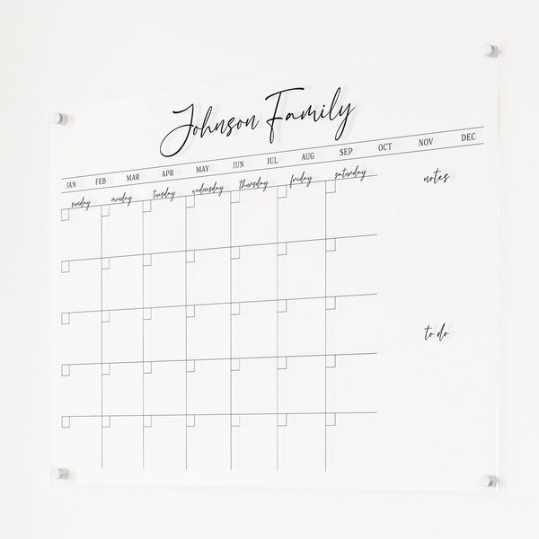 Acrylic Calendar For Wall, Clear Dry Erase Board, 2024 Modern Office Calendar, Minimalist Housewarming Gift, Wall Mounted Calendar