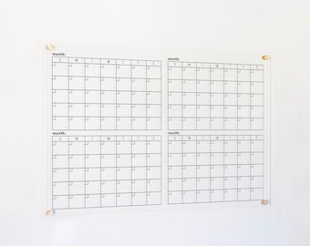 Four Month Calendar | 4 month wall calendar | Large Acrylic Calendar | #XX100