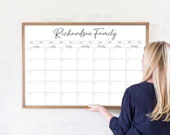 Personalized Dry Erase Monthly Wall Calendar | Family Organizer