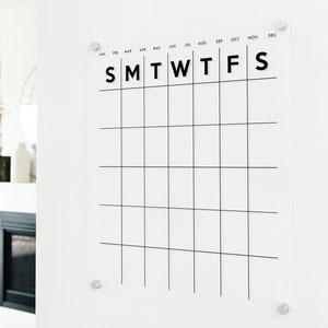 Vertical Acrylic Calendar Acrylic Wall Calendar Minimalist Home Decor Dry Erase Calendar XX104 image 1