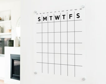 Vertical Acrylic Calendar | Acrylic Wall Calendar | Minimalist Home Decor | Dry Erase Calendar | #XX104