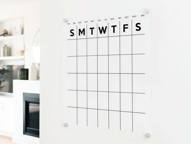 Vertical Acrylic Calendar Acrylic Wall Calendar Minimalist Home Decor Dry Erase Calendar XX104 image 1