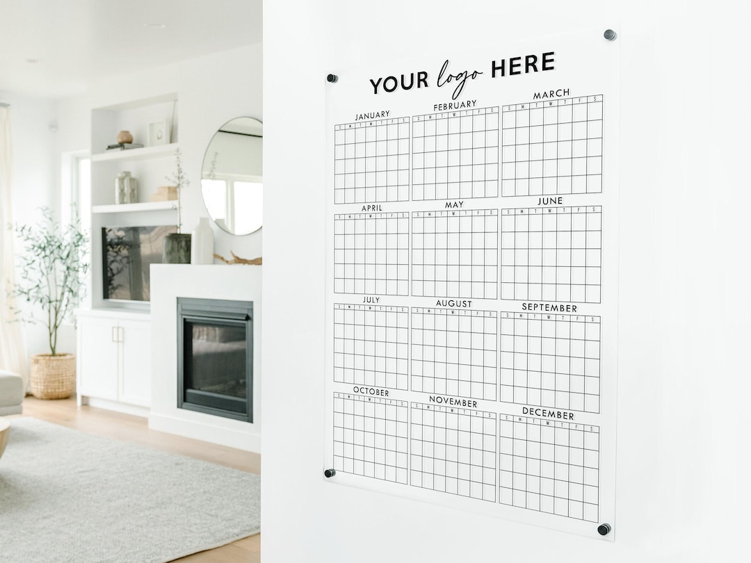 At A Glance Calendar With Logo | Dry Erase Acrylic Office Yearly ...