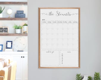 Family Wall Calendar: Custom 24x36 & 18x24 Framed Dry Erase Board