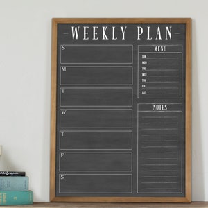 18x24 Weekly Calendar, Weekly Chalkboard Dry Erase Planner, Custom Framed Calendar for Command Center, Modern Simple Farmhouse #1864