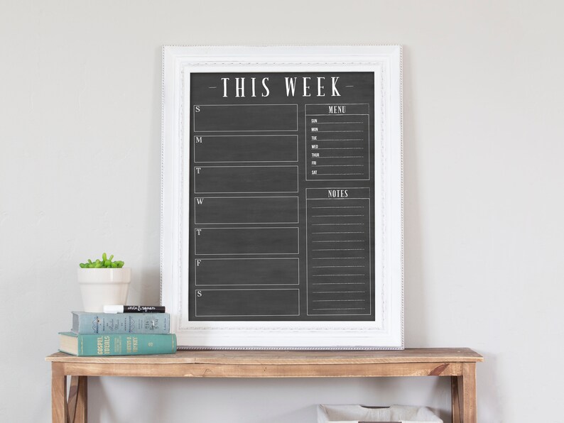 18x24 Weekly Calendar, Weekly Chalkboard Dry Erase Planner, Custom Framed Calendar for Command Center, Modern Simple Farmhouse 1864 image 8