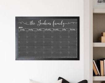 Large Personalized Calendar, Custom Family Name Calendar , Dry-Erase Calendar, 36x24 Horizontal Reusable Calendar only, #3608