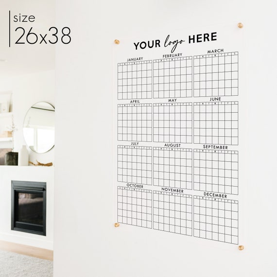 At A Glance Calendar With Logo Dry Erase Acrylic Office - Etsy