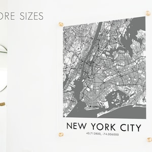 New York City Map Print on Clear Acrylic for Wall , New York Wall Art , New York City Print on Acrylic , New York City Travel Print