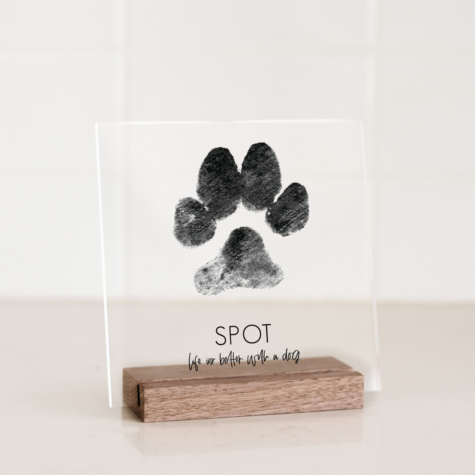 Paw Print Art Gift on Acrylic with Wood Stand Personalized Etsy
