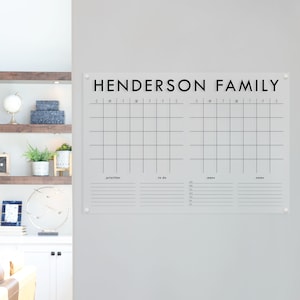 2-Month Dry Erase Calendar | Command Center | Large Acrylic Wall Calendar | Customized Acrylic Calendar