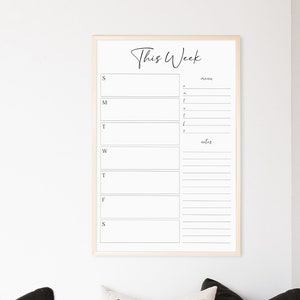 Weekly Calendar for Wall in Kitchen or Mudroom , Custom Dry erase Calendar Command Center for Wall in Office , Custom Weekly Meal Planner