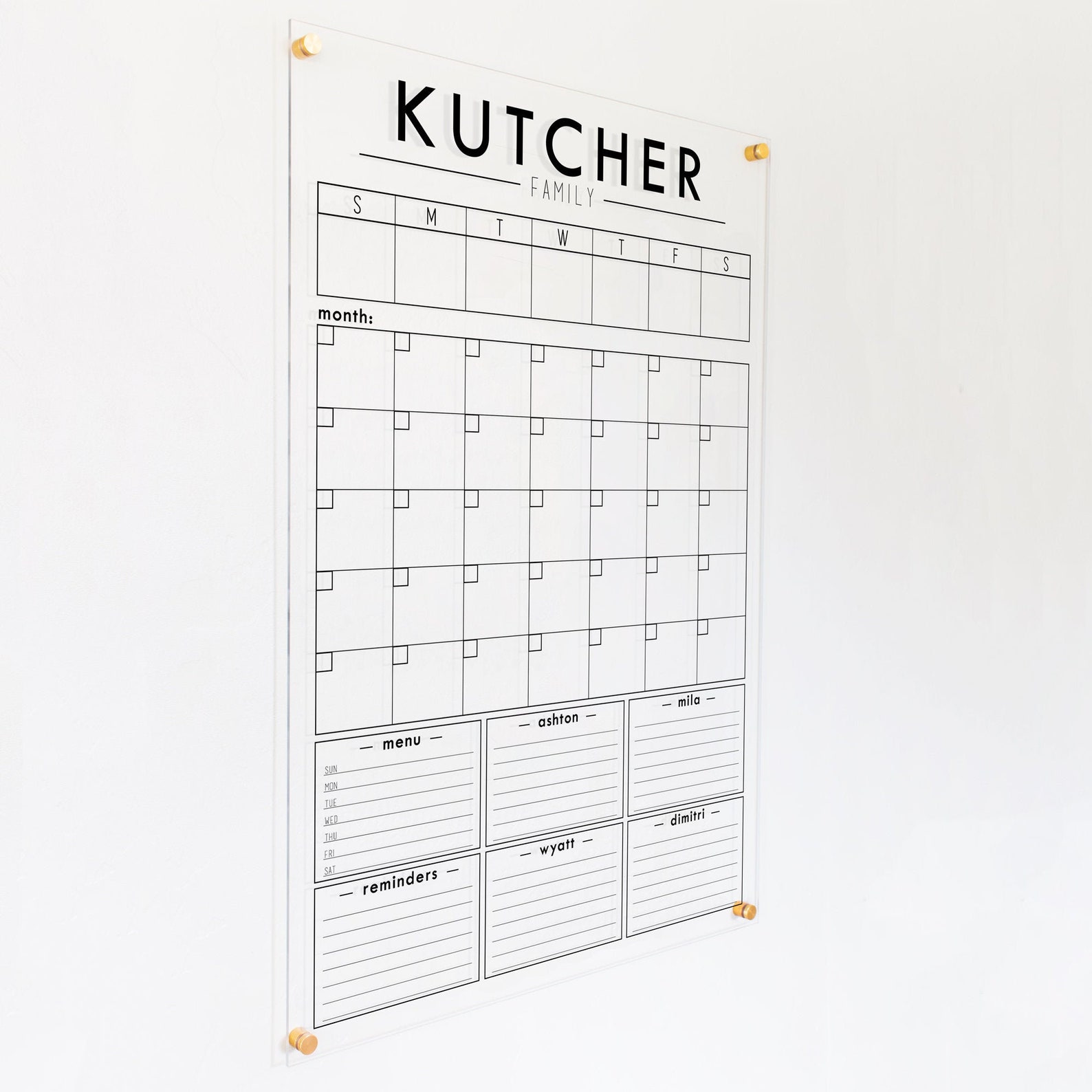 acrylic family wall calendar