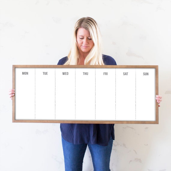 Weekly Calendar Dry Erase Weekly Whiteboard Framed Calendar in Large or  Small Option - Etsy