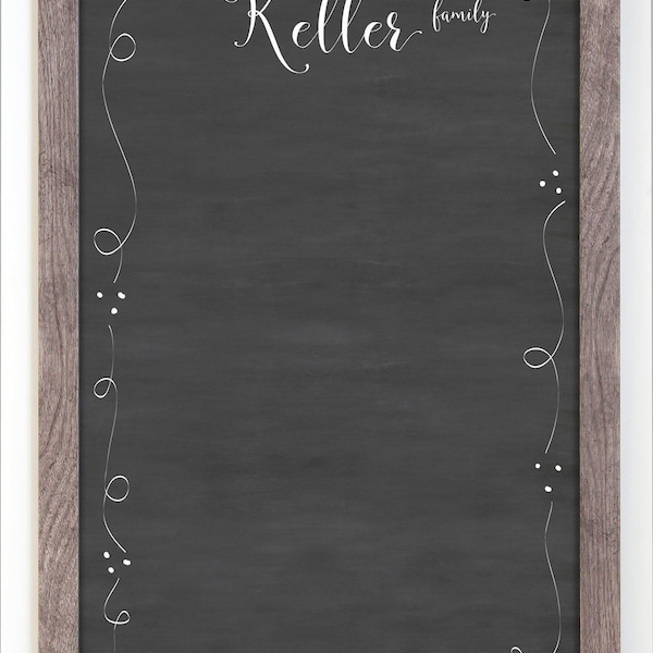 Framed Customized Dry Erase Chalkboard | 2 Sizes Available | Framed Dry Erase Board |Family Name Chalkboard #3670/#1833