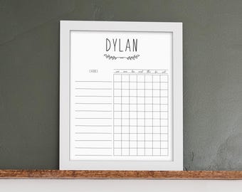 Personalisierte Chore Chart für Kinder | Dry Erase 11x14 gerahmt | Magnetoption