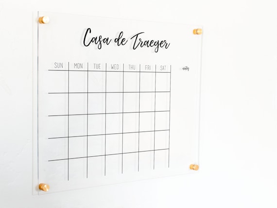 Week & Month Acrylic Calendar + 2 Sections, Horizontal Traeger