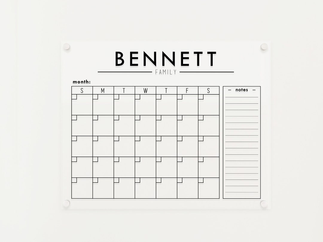 Personalized Acrylic Calendar for Wall in Home 2025 Calendar Reusable for Wall Acrylic Family