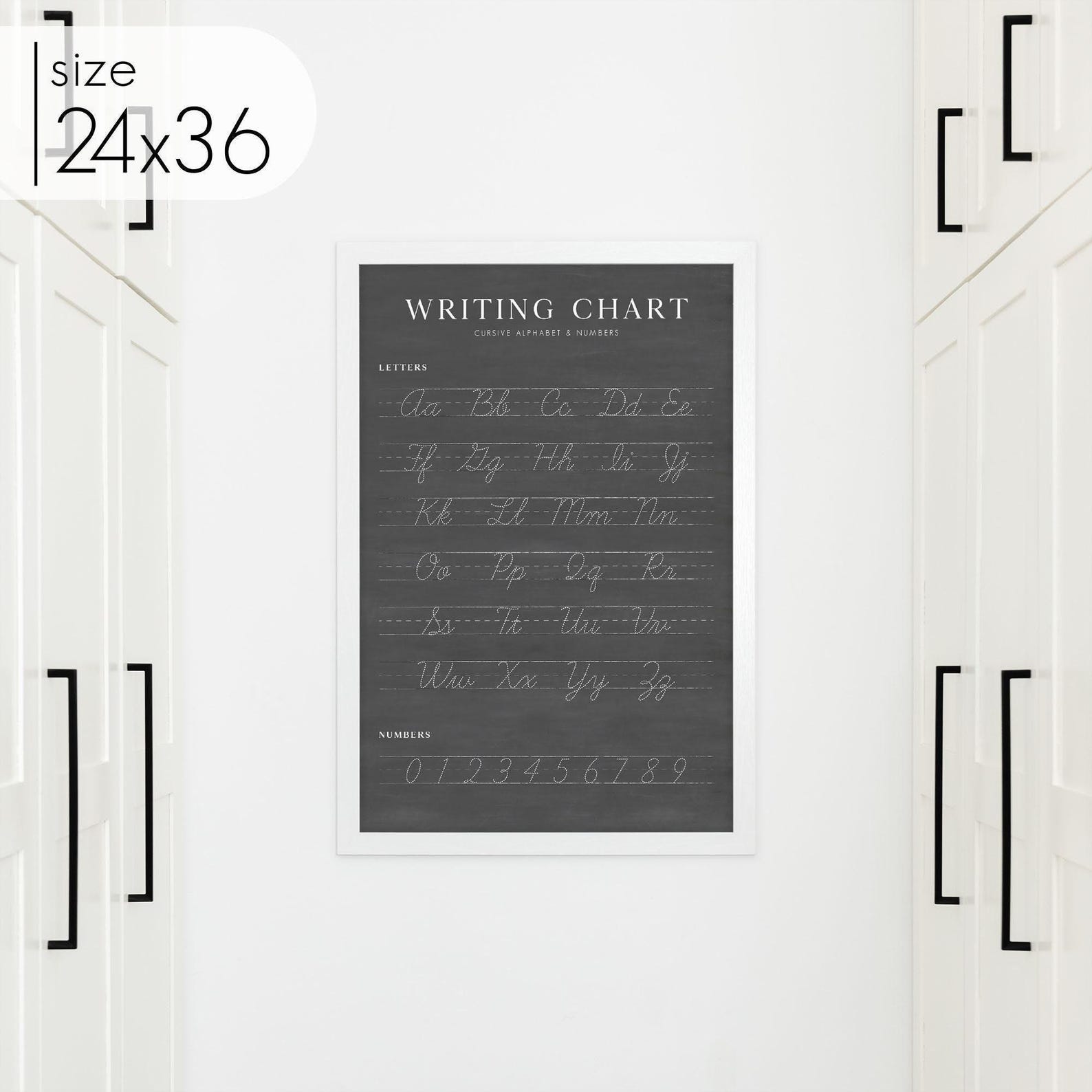 Framed Writing Chart for Homeschool Decor or Playroom With Dry-erase ...