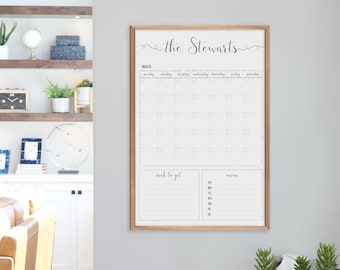 Family Wall Calendar - Custom 24x36 Framed Whiteboard, Dry erase calendar , Monthly calendar for home, office or classroom, reusable #3678