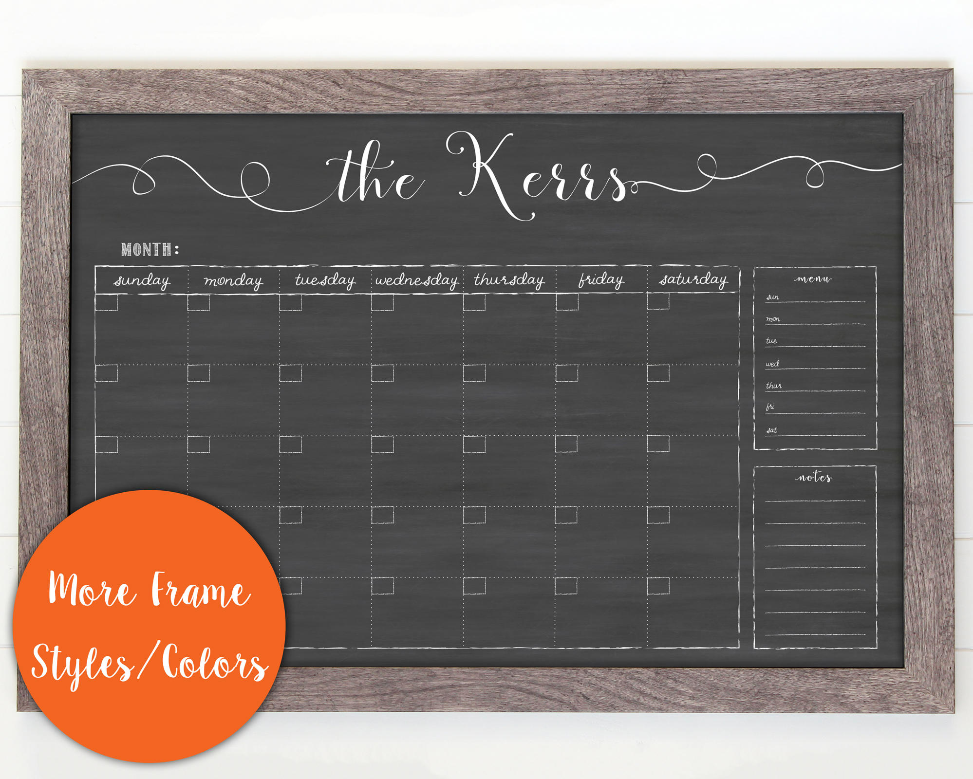 Large Calendar 24x36 Dry Erase Framed Calendar Landscape Etsy