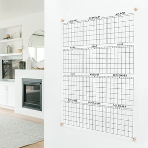 At A Glance 2024 Calendar | Reusable Yearly Dry Erase Acrylic Calendar | dry-erase 12-month calendar | Large Wall Calendar