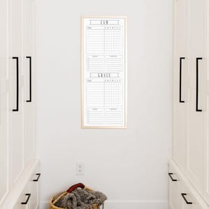 Kid's Chore Chart Whiteboard - Magnetic, Custom Framed 14x36 image 7
